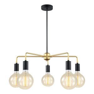 Lampa wisząca czarno-złota Malene 5xE27x40W wym: 60x60x60 cm Italux 861047 Lampa wisząca czarno-złota Malene 5xE27x40W wym: 60x60x60 cm Italux 861047