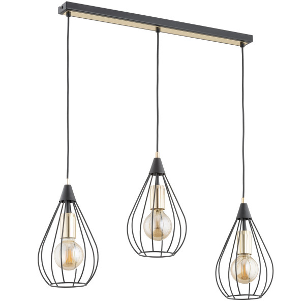 Lampa wisząca czarno-złota MANAGOS 3xE27x15W wym: 85x17x75 cm Alfa 841579