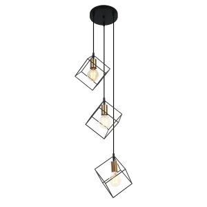 Lampa wisząca czarno-złota Morestel 3xE27x40W wym: 121x37x37 cm Italux 854461 Lampa wisząca czarno-złota Morestel 3xE27x40W wym: 121x37x37 cm Italux 854461