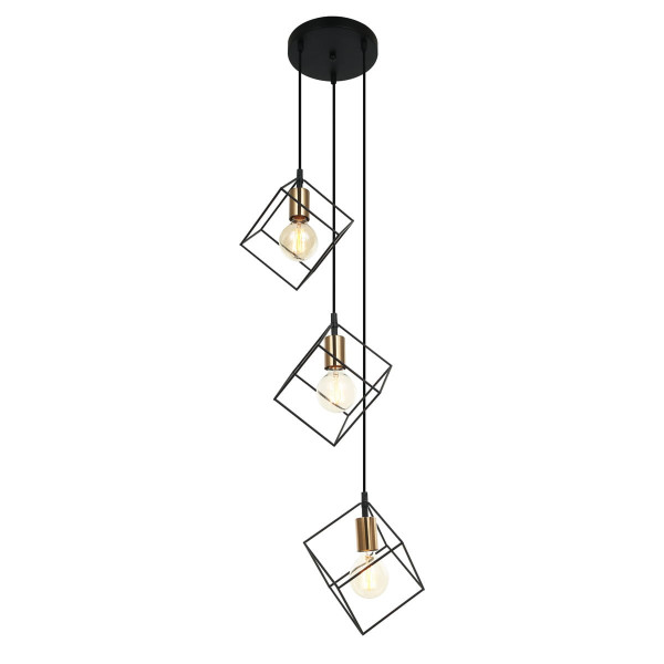 Lampa wisząca czarno-złota Morestel 3xE27x40W wym: 121x37x37 cm Italux 854461