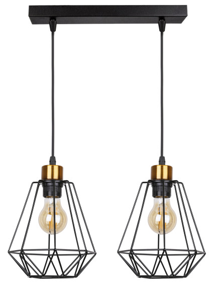 Lampa wisząca czarno-złota PRIMO 2xE27x60W wym: 100x43x19 cm Candellux 858279