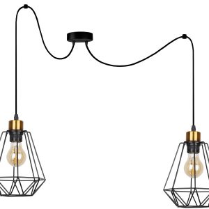 Lampa wisząca czarno-złota PRIMO 2xE27x60W wym: 200x19x19 cm Candellux 923515 Lampa wisząca czarno-złota PRIMO 2xE27x60W wym: 200x19x19 cm Candellux 923515