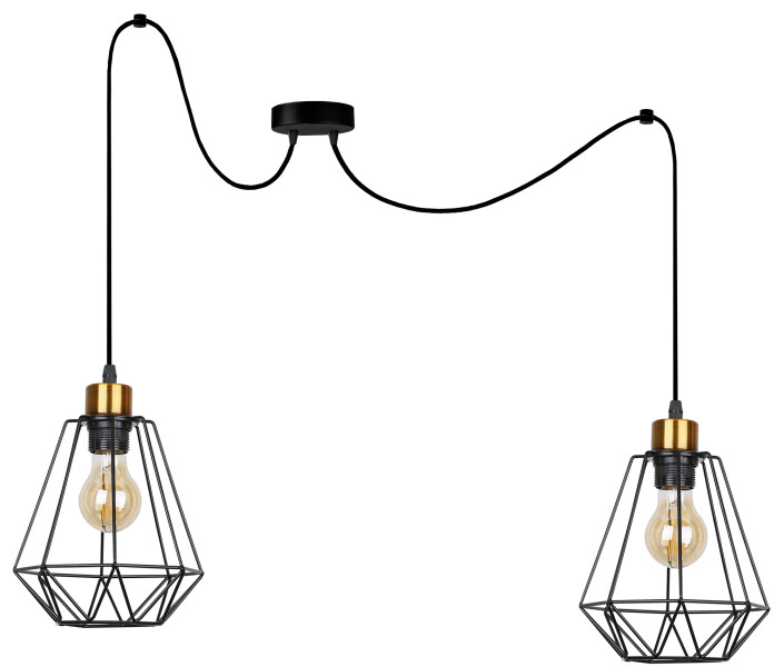 Lampa wisząca czarno-złota PRIMO 2xE27x60W wym: 200x19x19 cm Candellux 923515