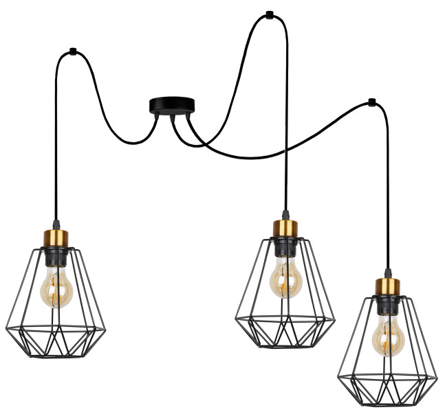 Lampa wisząca czarno-złota PRIMO 3xE27x60W wym: 200x19x19 cm Candellux 923531