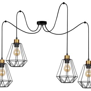 Lampa wisząca czarno-złota PRIMO 4xE27x60W wym: 200x19x19 cm Candellux 923523 Lampa wisząca czarno-złota PRIMO 4xE27x60W wym: 200x19x19 cm Candellux 923523