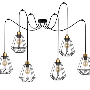 Lampa wisząca czarno-złota PRIMO 6xE27x60W wym: 200x19x19 cm Candellux 360476 Lampa wisząca czarno-złota PRIMO 6xE27x60W wym: 200x19x19 cm Candellux 360476