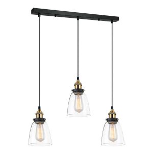 Lampa wisząca czarno-złota-przezroczysty Francis 3xE27x40W Italux 860022 Lampa wisząca czarno-złota-przezroczysty Francis 3xE27x40W Italux 860022