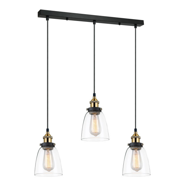 Lampa wisząca czarno-złota-przezroczysty Francis 3xE27x40W Italux 860022