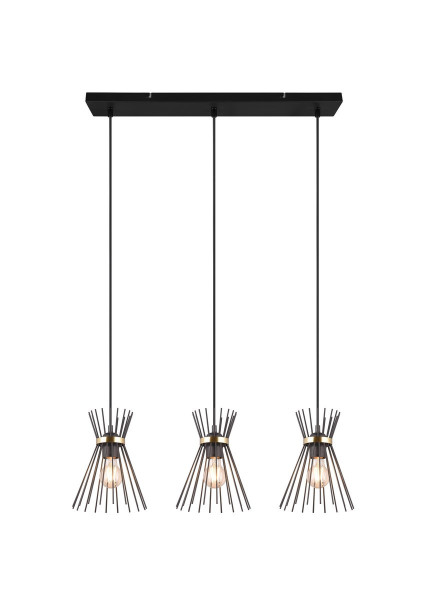 Lampa wisząca czarno-złota ROD 3xE27x40W wym: 150x82x20 cm RL 850877