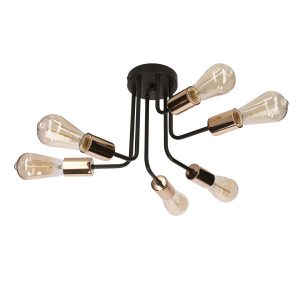 Lampa wisząca czarno-złota SPILL 6xE27x60W wym: 40x27x27 cm Candellux 924049
