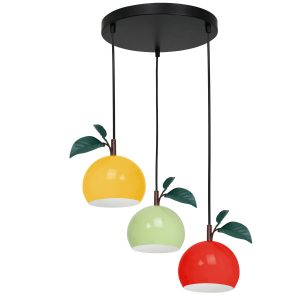 Lampa wisząca czarno-żółta-zielona-czerwona Apple 3xE27x15W Luminex 847466 Lampa wisząca czarno-żółta-zielona-czerwona Apple 3xE27x15W Luminex 847466