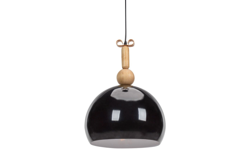Lampa Wisząca Czarny Klosz MUSTER 350 Rustykalna Skandynawska Drewno Metal 1059560