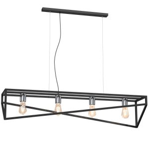 Lampa wisząca czarny mat-chromowana Gote 4xE27x15W Luminex 847433