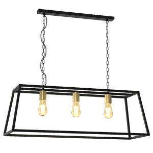 Lampa wisząca czarny mat-mosiądz antyczny-patyna Frame 3xE27x15W Luminex 847315
