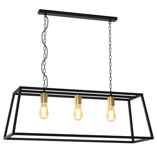 Lampa wisząca czarny mat-mosiądz antyczny-patyna Frame 3xE27x15W Luminex 847315