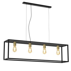 Lampa wisząca czarny mat-mosiądz antyczny-patyna Frame 4xE27x15W Luminex 847307