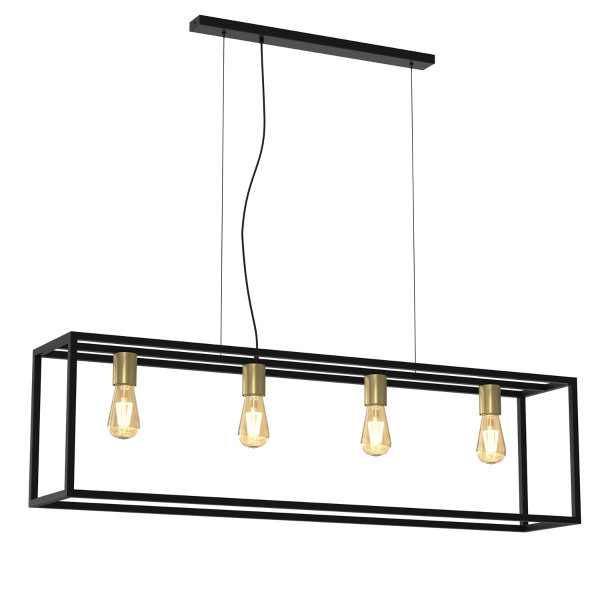 Lampa wisząca czarny mat-mosiądz antyczny-patyna Frame 4xE27x15W Luminex 847307