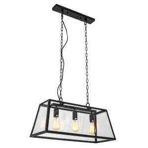 Lampa wisząca czarny mat-przezroczysty Laverno 3xE27x60W Italux 854209