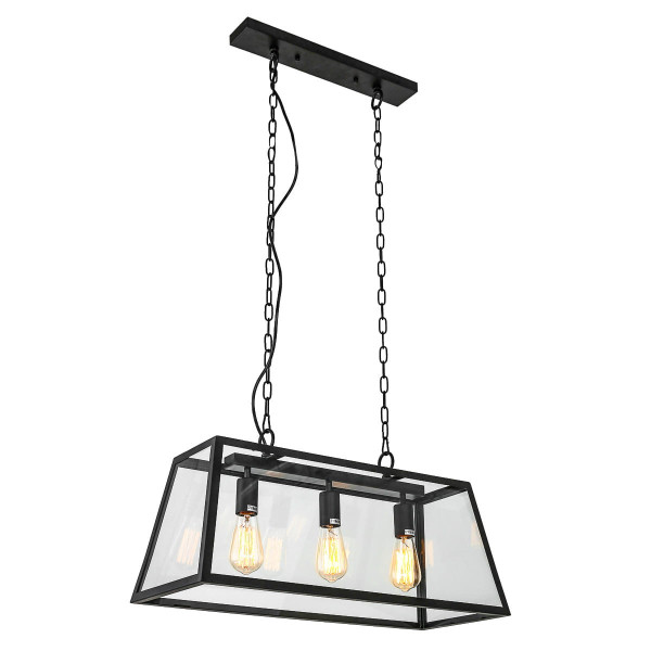 Lampa wisząca czarny mat-przezroczysty Laverno 3xE27x60W Italux 854209
