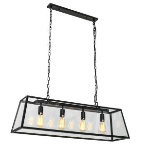 Lampa wisząca czarny mat-przezroczysty Laverno 4xE27x60W Italux 854340