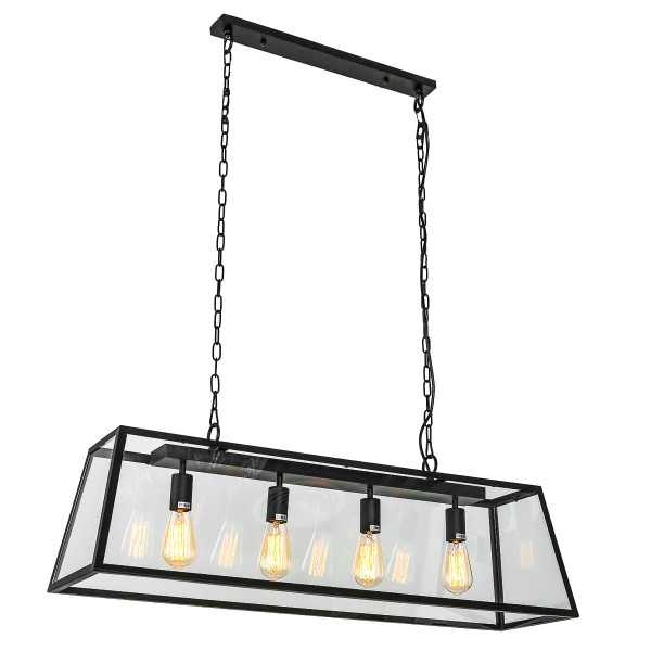 Lampa wisząca czarny mat-przezroczysty Laverno 4xE27x60W Italux 854340