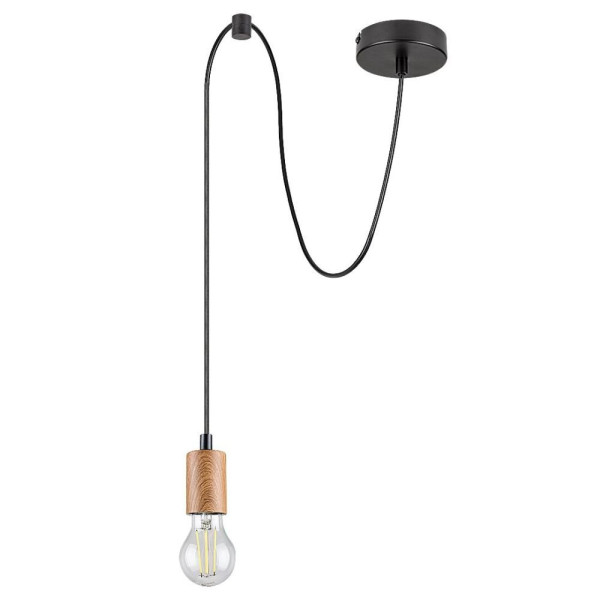 Lampa wisząca czarny matowa-buk Dollien 1xE27x60W Rabalux 952589