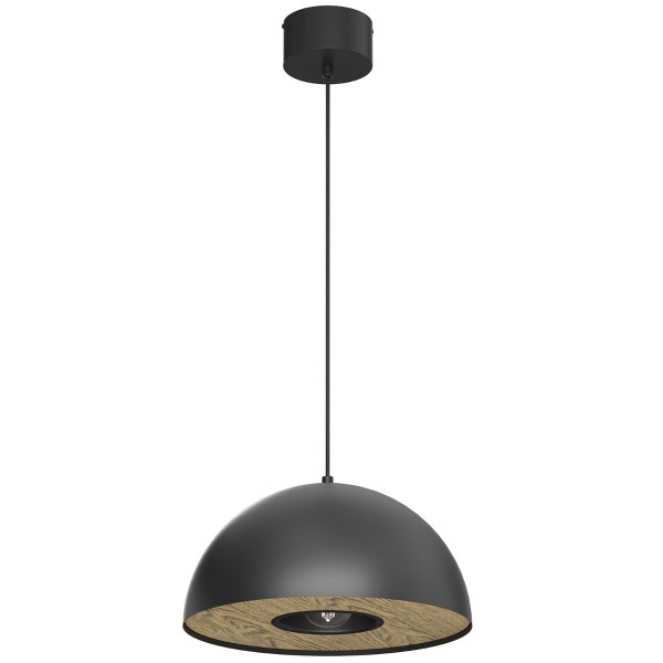 Lampa wisząca czarny matowa-ciemne drewno Elgund 1xE27x15W Luminex 845873