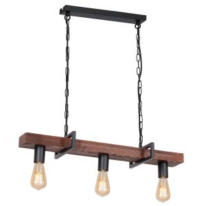 Lampa wisząca czarny matowa-ciemne drewno Hard 3xE27x15W Luminex 847292 Lampa wisząca czarny matowa-ciemne drewno Hard 3xE27x15W Luminex 847292