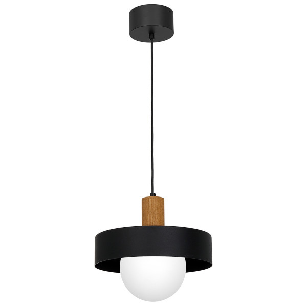 Lampa wisząca czarny matowa-jasne drewno-biała Canan 1xE27x15W Luminex 847372