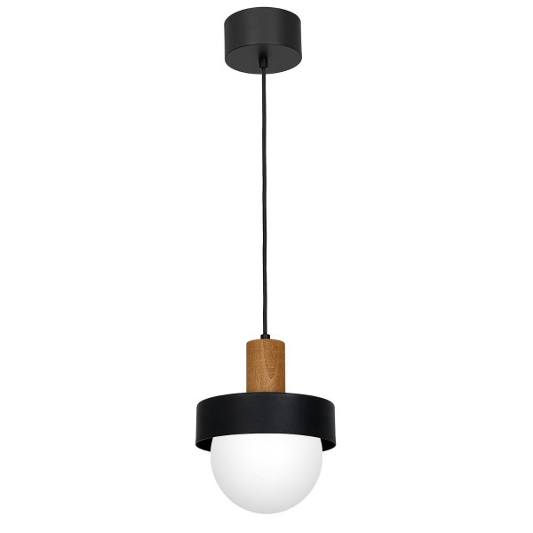 Lampa wisząca czarny matowa-jasne drewno-biała Canan 1xE27x15W Luminex 847502