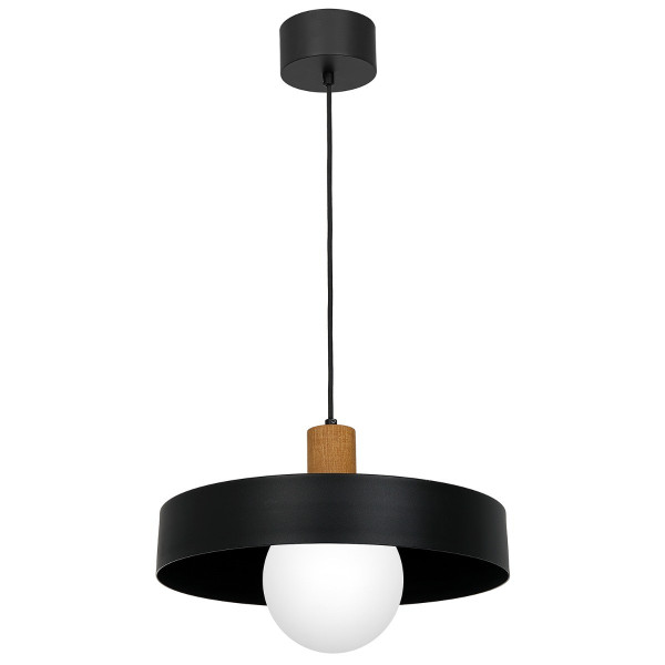 Lampa wisząca czarny matowa-jasne drewno-biała Canan 1xE27x15W Luminex 847299