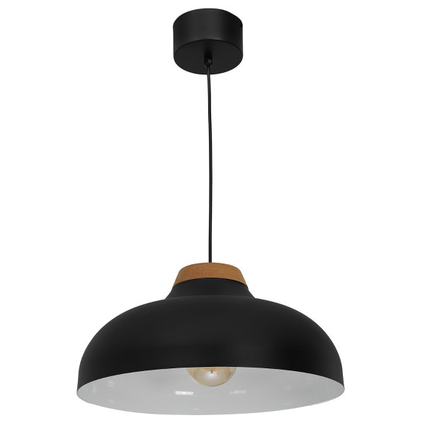 Lampa wisząca czarny matowa-jasne drewno Burgos 1xE27x15W Luminex 847404