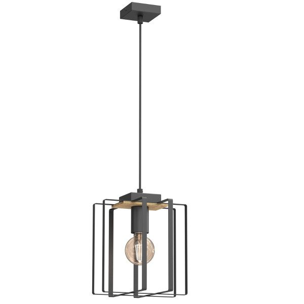 Lampa wisząca czarny matowa-jasne drewno Kortez 1xE27x15W Luminex 847371