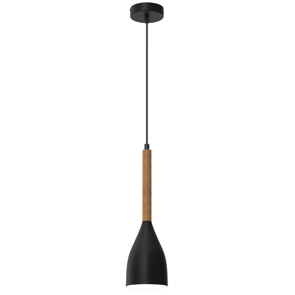 Lampa wisząca czarny matowa-jasne drewno Muza NEW 1xE27x15W Luminex 845979