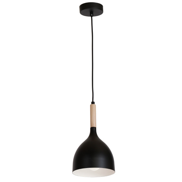 Lampa wisząca czarny matowa-jasne drewno Noak wood 1xE27x15W Luminex 846587