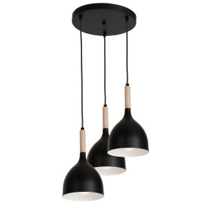 Lampa wisząca czarny matowa-jasne drewno Noak wood 3xE27x15W Luminex 846205 Lampa wisząca czarny matowa-jasne drewno Noak wood 3xE27x15W Luminex 846205
