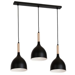 Lampa wisząca czarny matowa-jasne drewno Noak wood 3xE27x15W Luminex 846048 Lampa wisząca czarny matowa-jasne drewno Noak wood 3xE27x15W Luminex 846048
