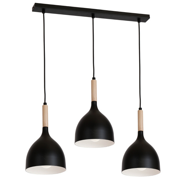 Lampa wisząca czarny matowa-jasne drewno Noak wood 3xE27x15W Luminex 846048