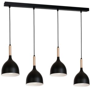 Lampa wisząca czarny matowa-jasne drewno Noak wood 4xE27x15W Luminex 846225 Lampa wisząca czarny matowa-jasne drewno Noak wood 4xE27x15W Luminex 846225