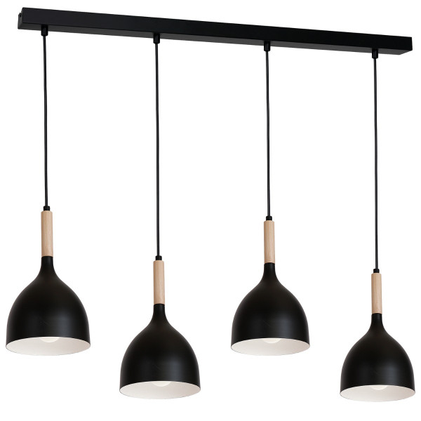 Lampa wisząca czarny matowa-jasne drewno Noak wood 4xE27x15W Luminex 846225