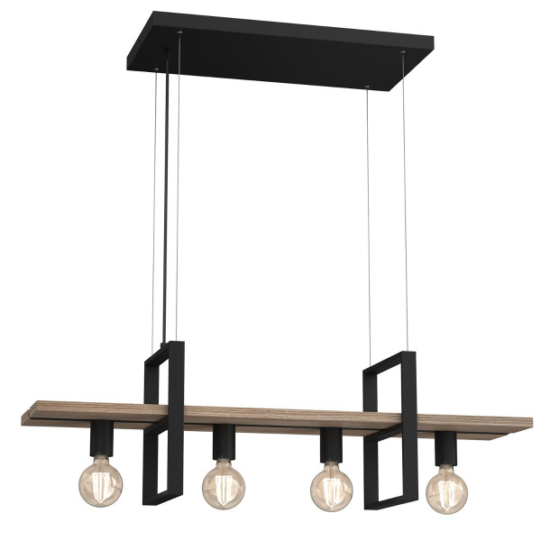 Lampa wisząca czarny matowa-jasne drewno Shelf 4xE27x15W Luminex 845825