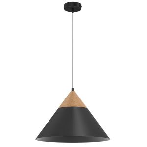 Lampa wisząca czarny matowa-jasne drewno Single 1xE27x15W Luminex 845188 Lampa wisząca czarny matowa-jasne drewno Single 1xE27x15W Luminex 845188
