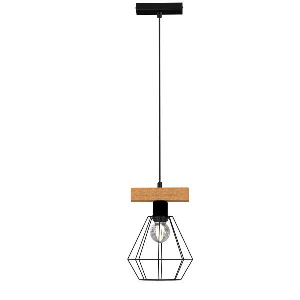 Lampa wisząca czarny matowa-jasne drewno Vastra 1xE27x15W Luminex 845733