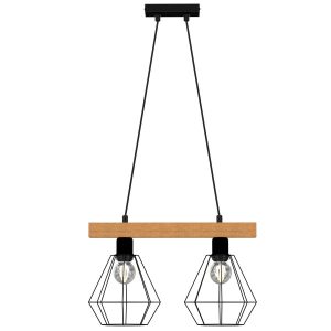 Lampa wisząca czarny matowa-jasne drewno Vastra 2xE27x15W Luminex 845901 Lampa wisząca czarny matowa-jasne drewno Vastra 2xE27x15W Luminex 845901