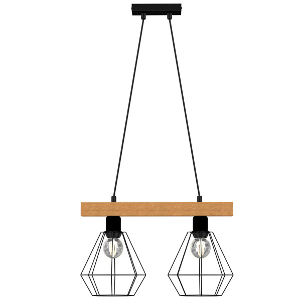 Lampa wisząca czarny matowa-jasne drewno Vastra 2xE27x15W Luminex 845901
