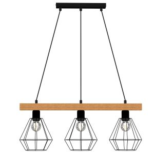 Lampa wisząca czarny matowa-jasne drewno Vastra 3xE27x15W Luminex 847943 Lampa wisząca czarny matowa-jasne drewno Vastra 3xE27x15W Luminex 847943