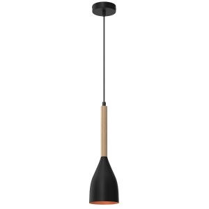Lampa wisząca czarny matowa-jasne drewno-złota Muza 1xE27x15W Luminex 846369 Lampa wisząca czarny matowa-jasne drewno-złota Muza 1xE27x15W Luminex 846369