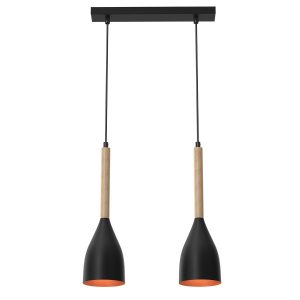 Lampa wisząca czarny matowa-jasne drewno-złota Muza 2xE27x15W Luminex 846320 Lampa wisząca czarny matowa-jasne drewno-złota Muza 2xE27x15W Luminex 846320