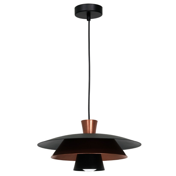 Lampa wisząca czarny matowa-miedź Plato 1xE27x15W wym: 120x34x34 cm Luminex 846113