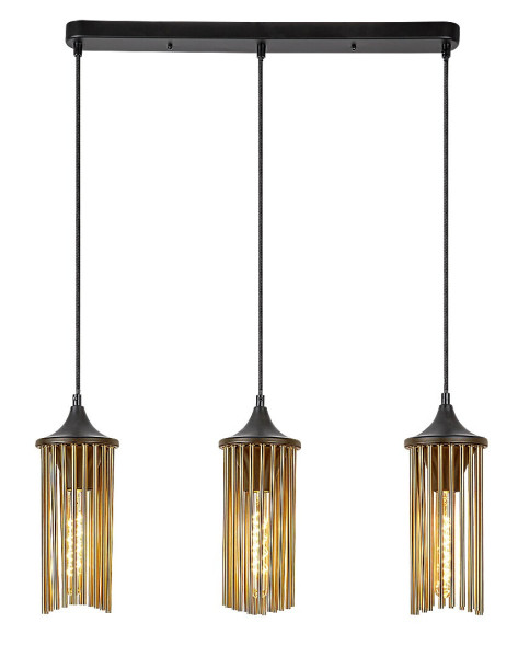 Lampa wisząca czarny matowa-miedź Roxas 3xE27x40W wym: 140x58x12 cm Rabalux 851316